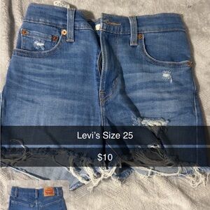 Levi's Women's Light Blue Distressed Denim Shorts